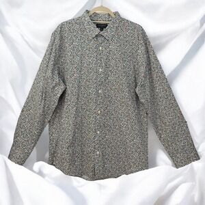 Banana Republic Shirt Men Size XL Floral Non Iron Cotton Slim Fit Casual 17-17.5